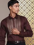 House of Pataudi Geometric Embroidered Pure Cotton Party Shirt