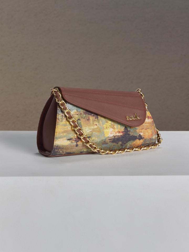 ZOUK Floral Printed Structured Sling Bag