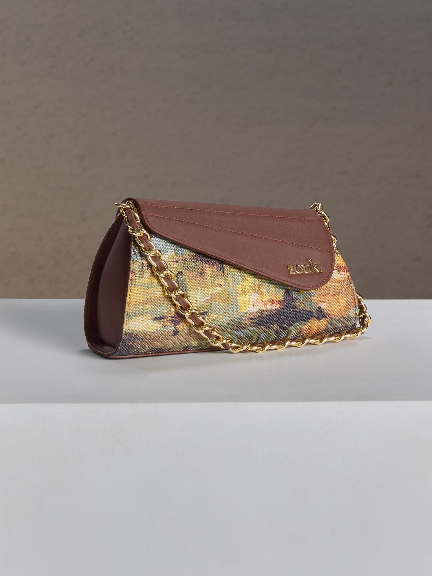 ZOUK Floral Printed Structured Sling Bag