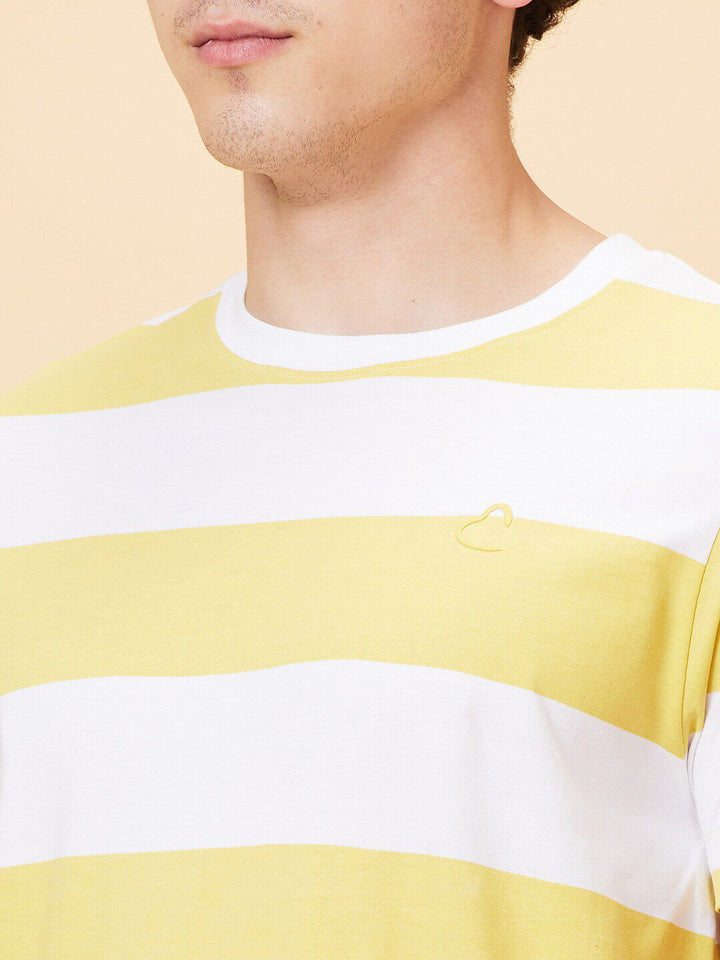 Being Human Striped Pure Cotton Round Neck Casual T-shirt