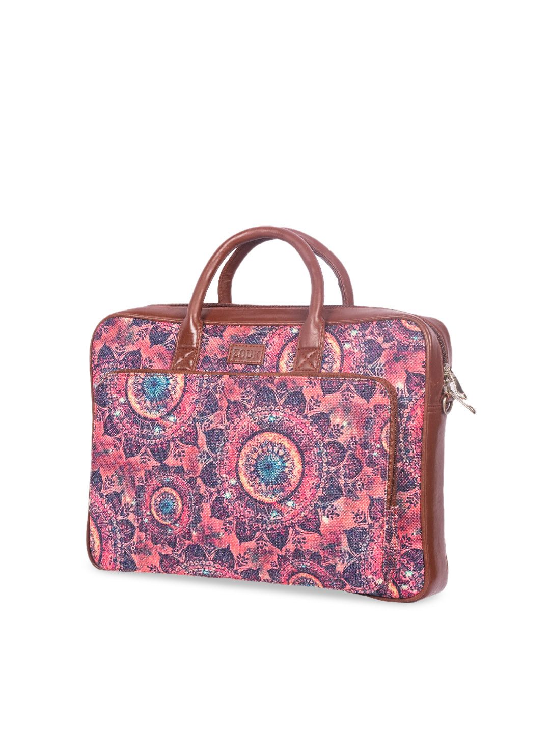 ZOUK Unisex Magenta & Blue Printed Vegan Leather 16 Inch  Laptop Bag