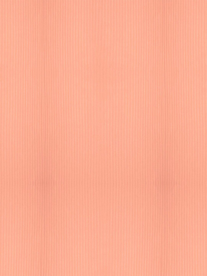 TEAL BY CHUMBAK Peach-Coloured Striped Satin 210 TC Queen Bedsheet With 2 Pillow Covers