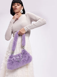 DressBerry Structured Shoulder Bag With Fur