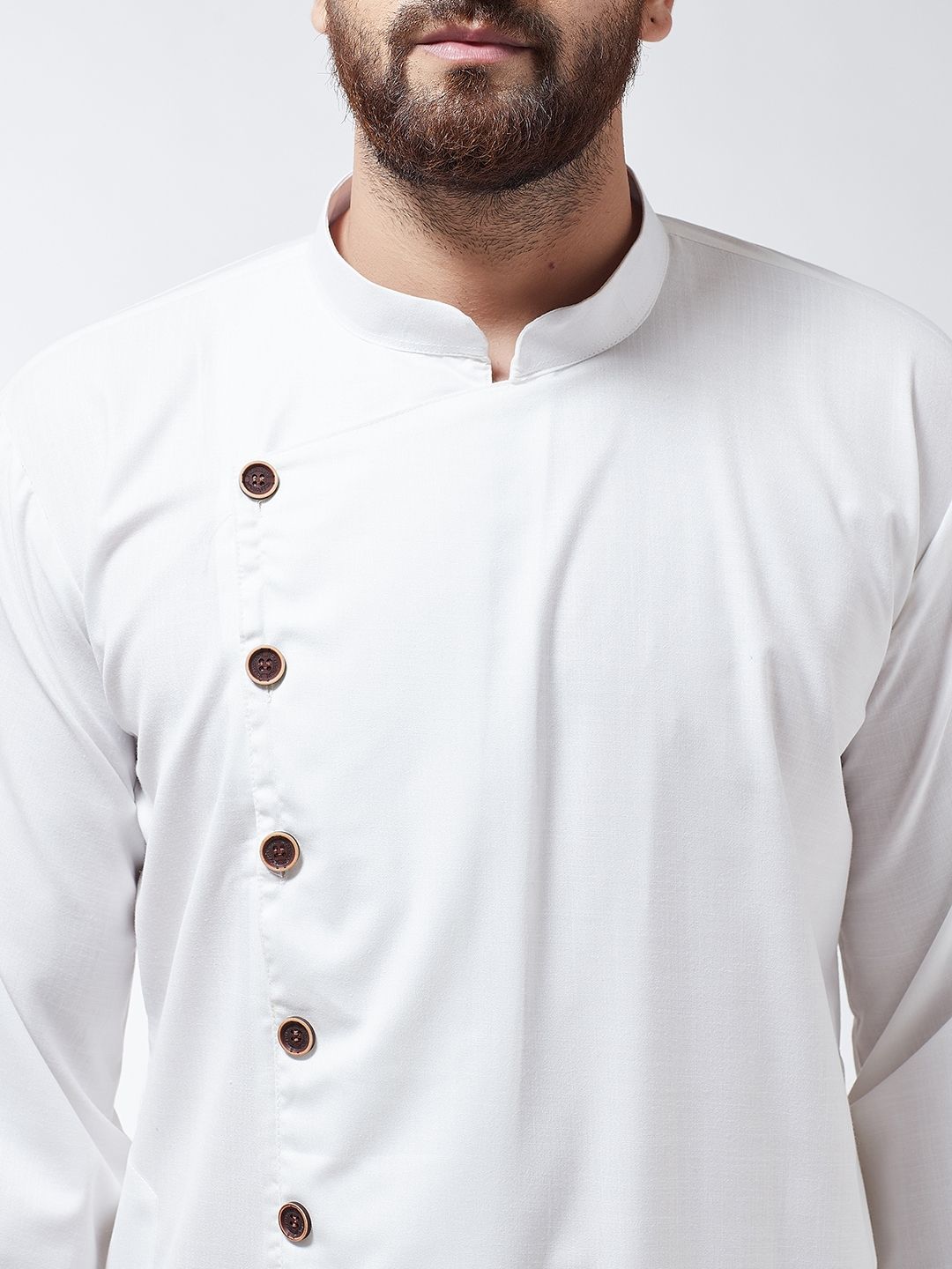 SOJANYA Lelaki Off-White Solid Kurta Lurus