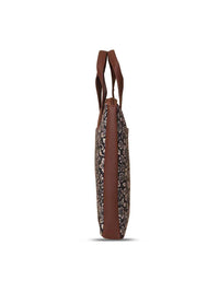 ZOUK Women Black & Blue Printed Jute Laptop Sleeve
