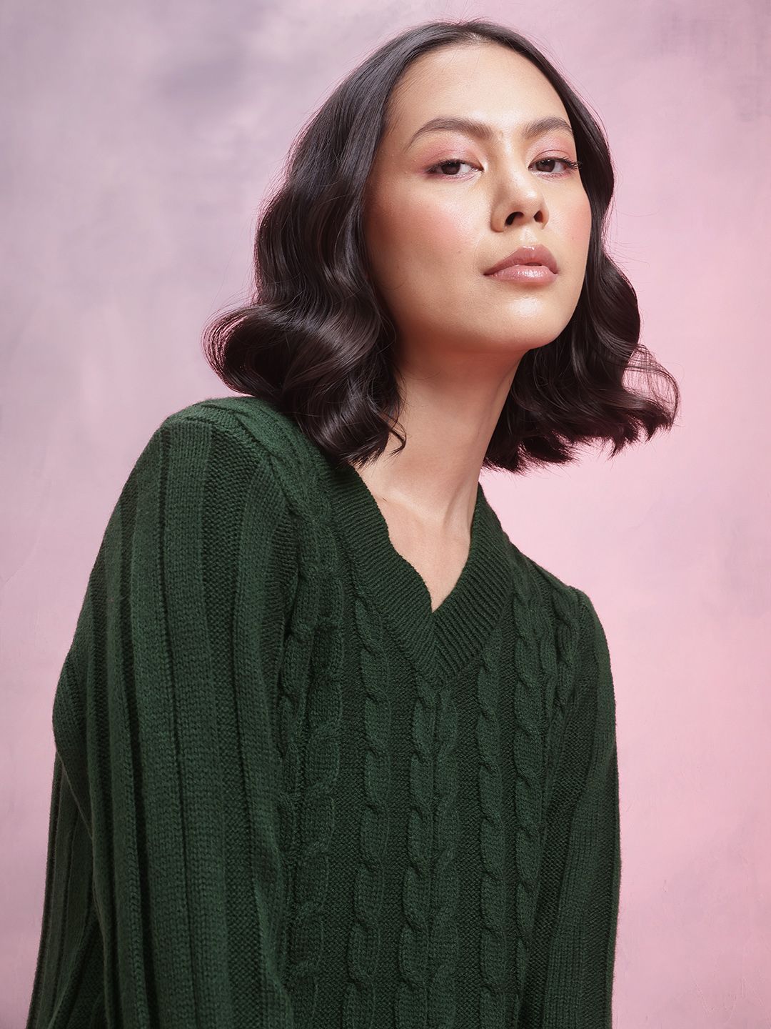 DressBerry Cable Knit Design Acrylic Winter Dress