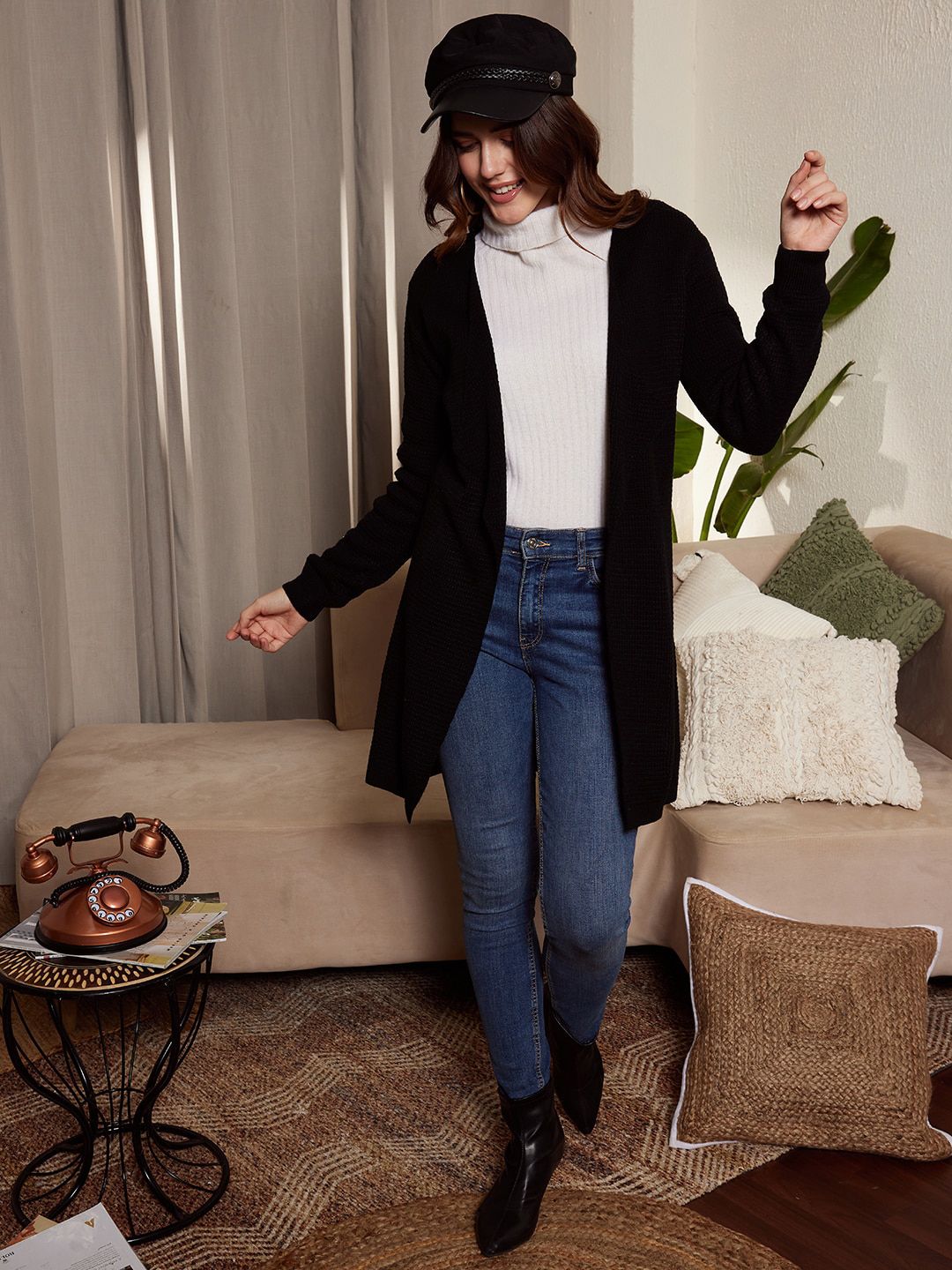 Berrylush Longline Front Open Acrylic Sweater