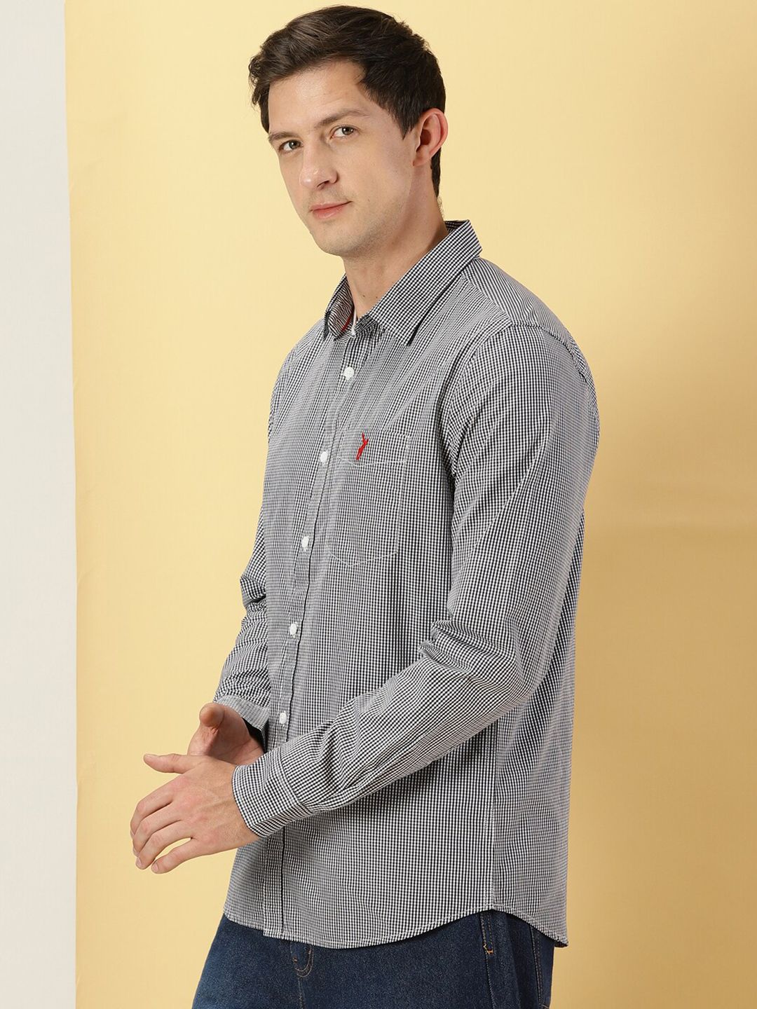 Thomas Scott Classic Slim Fit Micro Checked Pure Cotton Casual Shirt