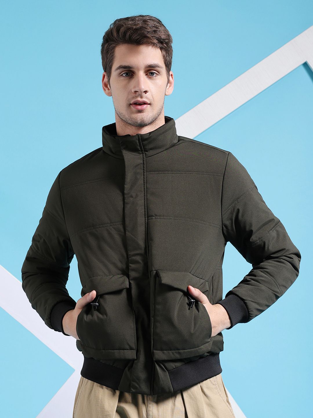 The Indian Garage Co Men Regular Fit Padded Bomber Jacket