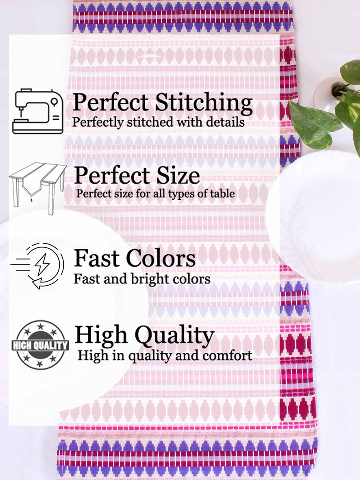 STITCHNEST Purple & Pink Striped Acrylic Table Runner