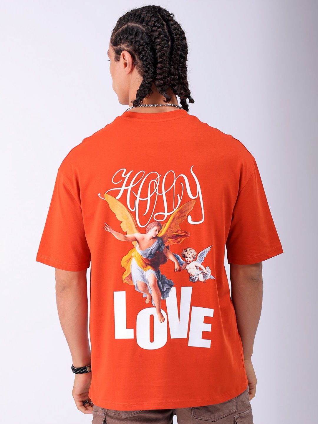The Indian Garage Co Men Back Printed Boxy Oversized Round Neck T-shirt