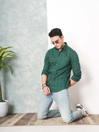 The Indian Garage Co Men Green & Maroon Checked Casual Shirt