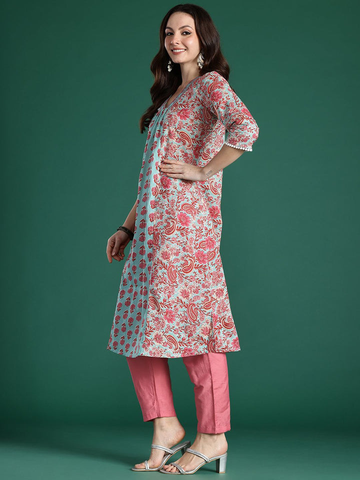Indo Era Women Floral Printed Pure Cotton Kurta