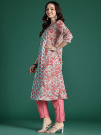 Indo Era Women Floral Printed Pure Cotton Kurta
