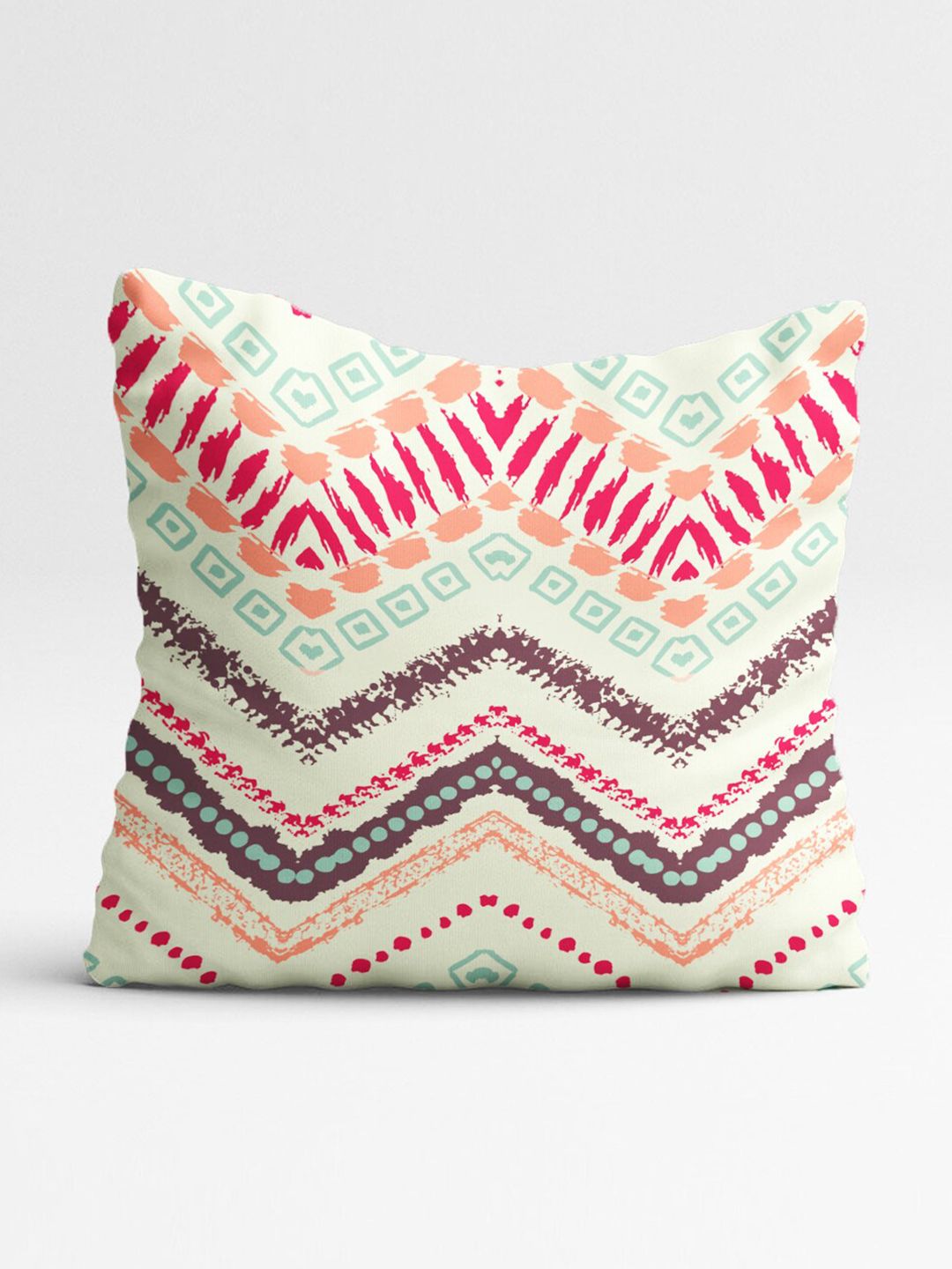 STITCHNEST Teal & Yellow Set of 5 Geometric Printed 18" X 18" Square Cushion Covers