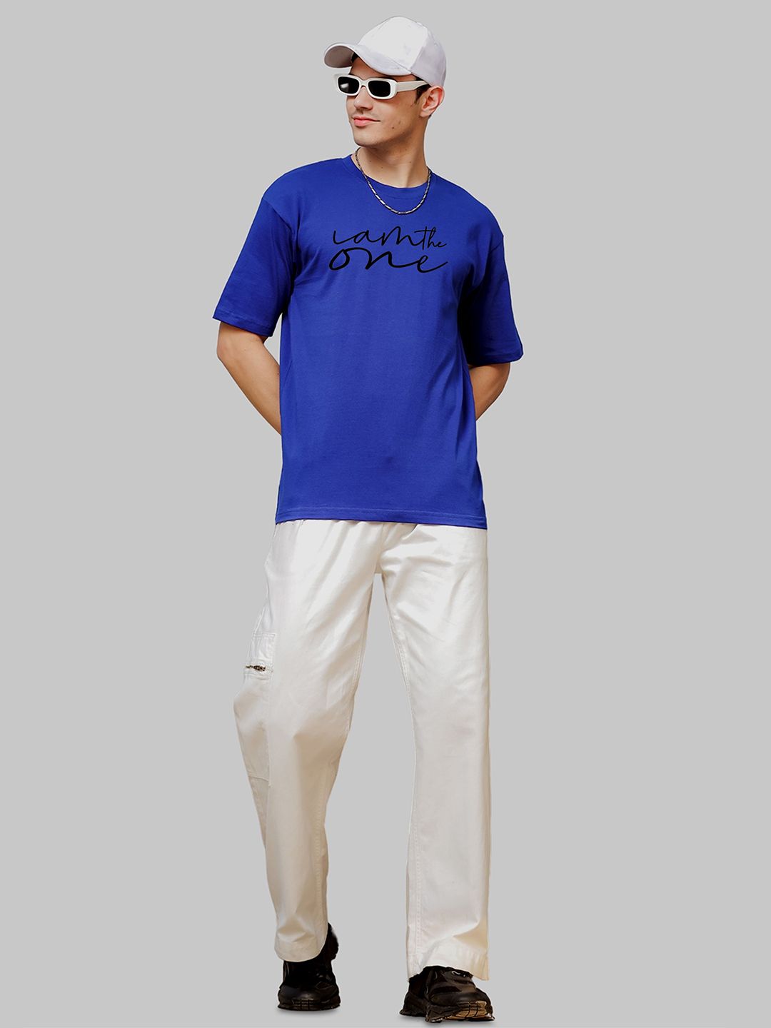 ADRO Men Graphic Printed Drop-Shoulder Sleeve Cotton Oversized T-shirt