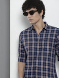 The Indian Garage Co Men Navy Blue Checked Casual Shirt