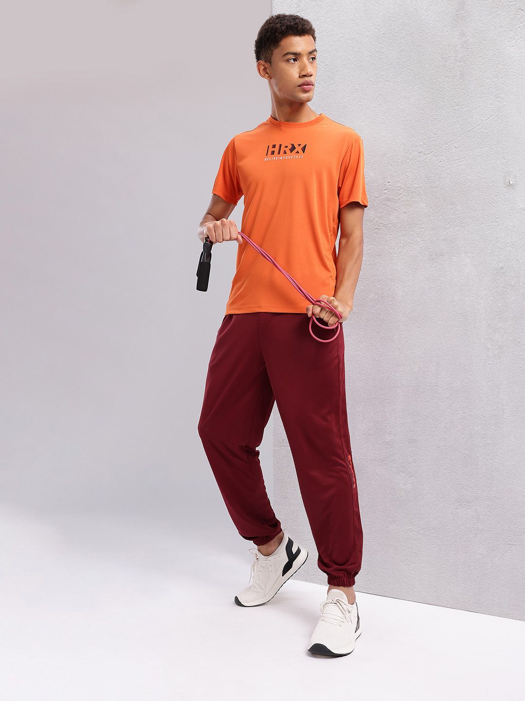 HRX by Hrithik Roshan Men Brand Logo Detail Mid-Rise Rapid-Dry Training Joggers