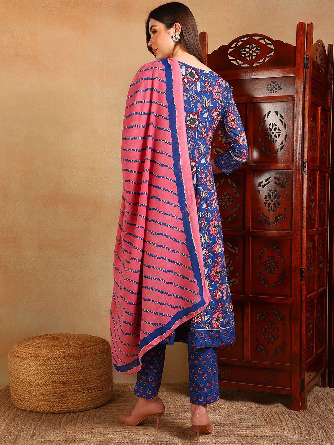 KALINI Ethnic Motifs Printed A-Line Kurta With Trousers &  Dupatta