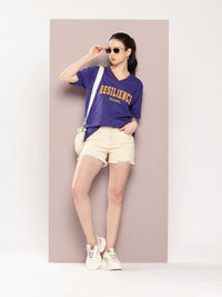 DILLINGER Women Oversized Embroidery V-Neck Tshirt