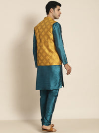 SOJANYA Men Green Kurta with Churidar with Nehru Jacket