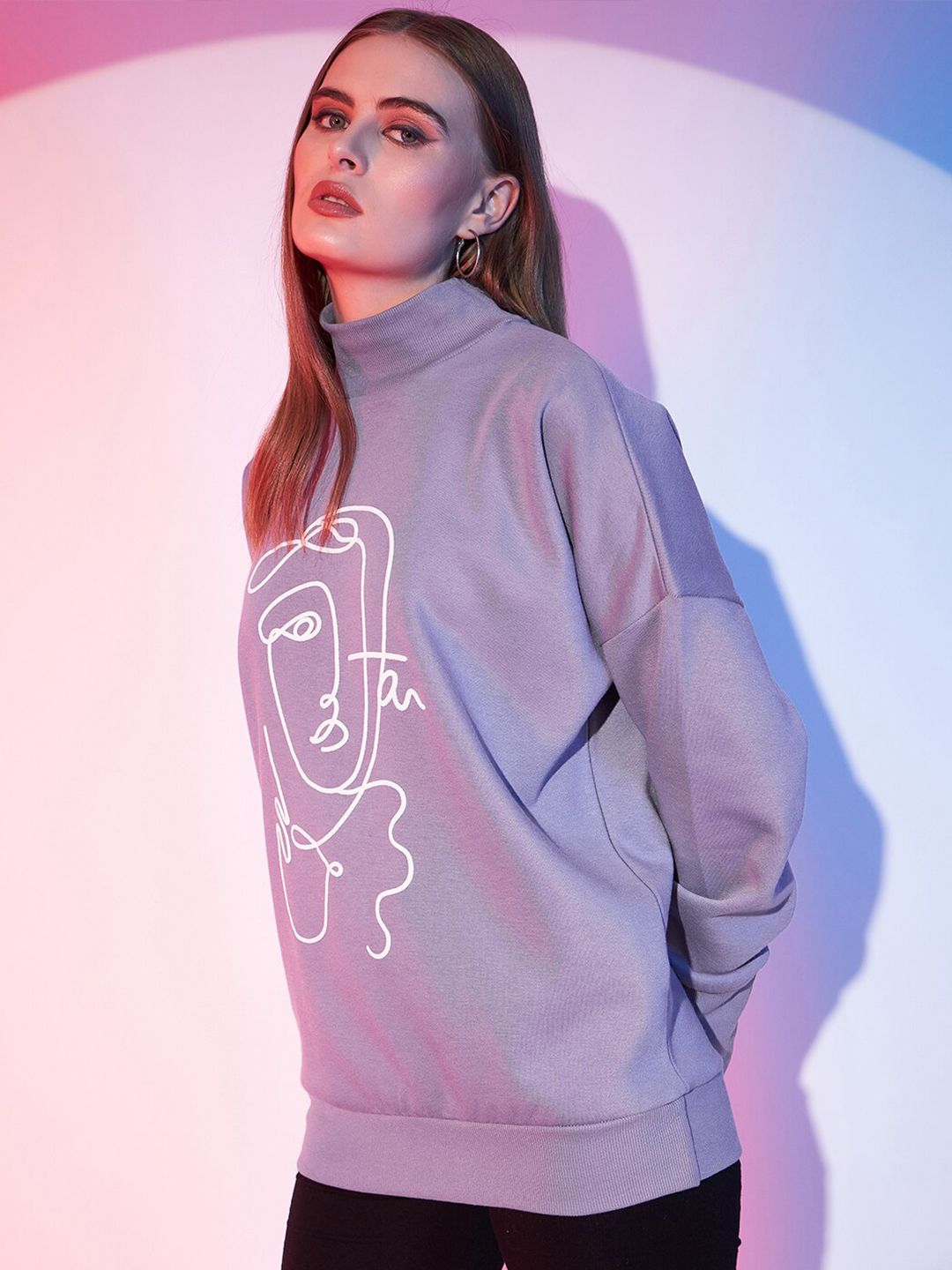 STREET 9 Graphic Printed Fleece Pullover Sweatshirt
