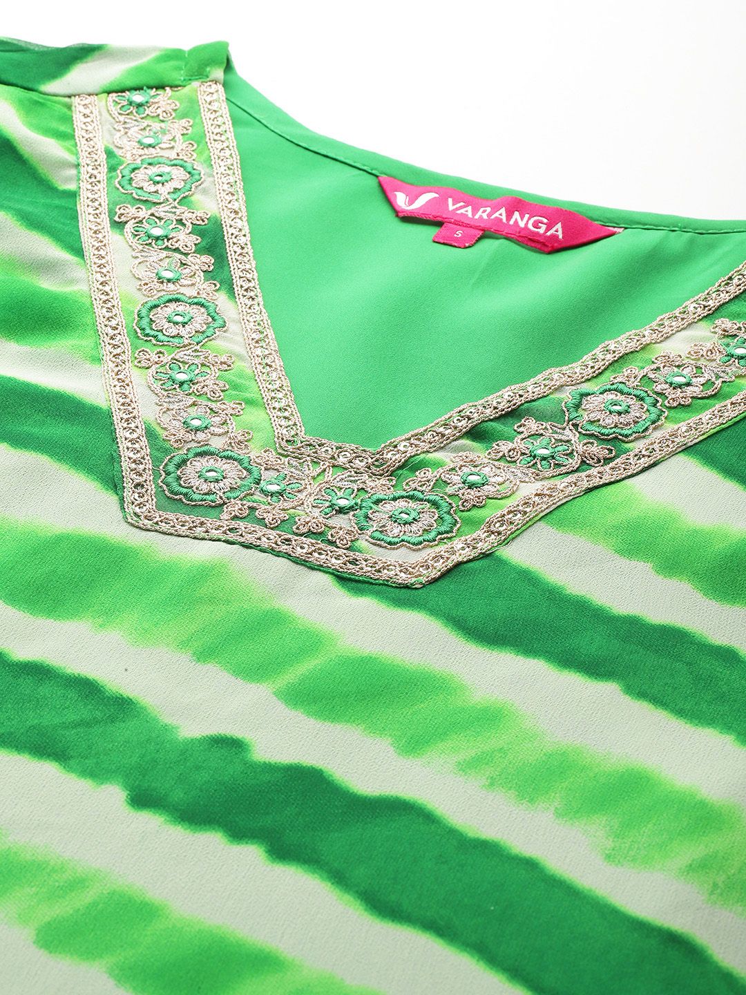 Varanga Leheriya Printed Sequinned Kurta With Trousers & Dupatta