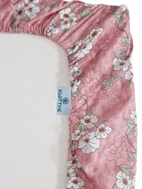 KLOTTHE Pink & White Printed Pure Cotton 400 TC Single Bedsheet With Pillow Cover