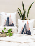 STITCHNEST Blue & White Set of 2 Geometric Square Cushion Covers