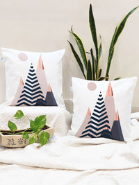 STITCHNEST Blue & White Set of 2 Geometric Square Cushion Covers