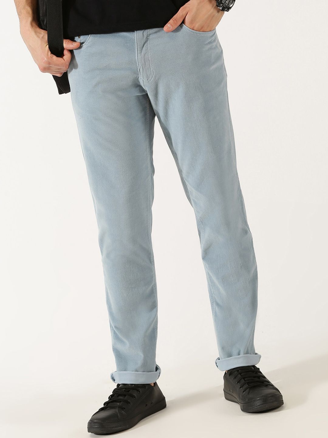 Thomas Scott Men Regular Fit Corduroy Chinos Trousers