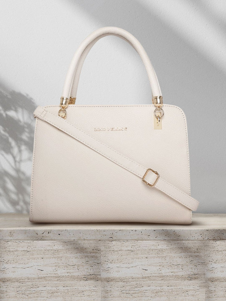 Lino Perros Off-White Solid Handheld Bag with Sling Strap