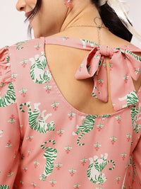 DressBerry Fierce Blend Printed Tie-Up Dress