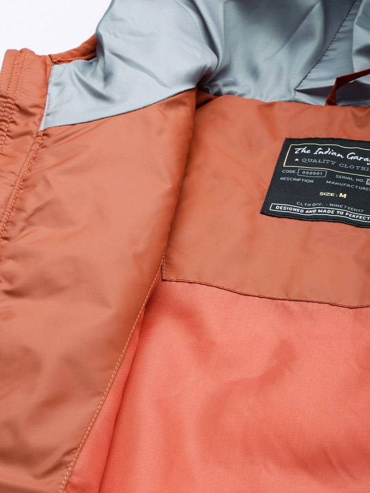 The Indian Garage Co Men Colourblock Hooded Slim Fit Puffer Jacket