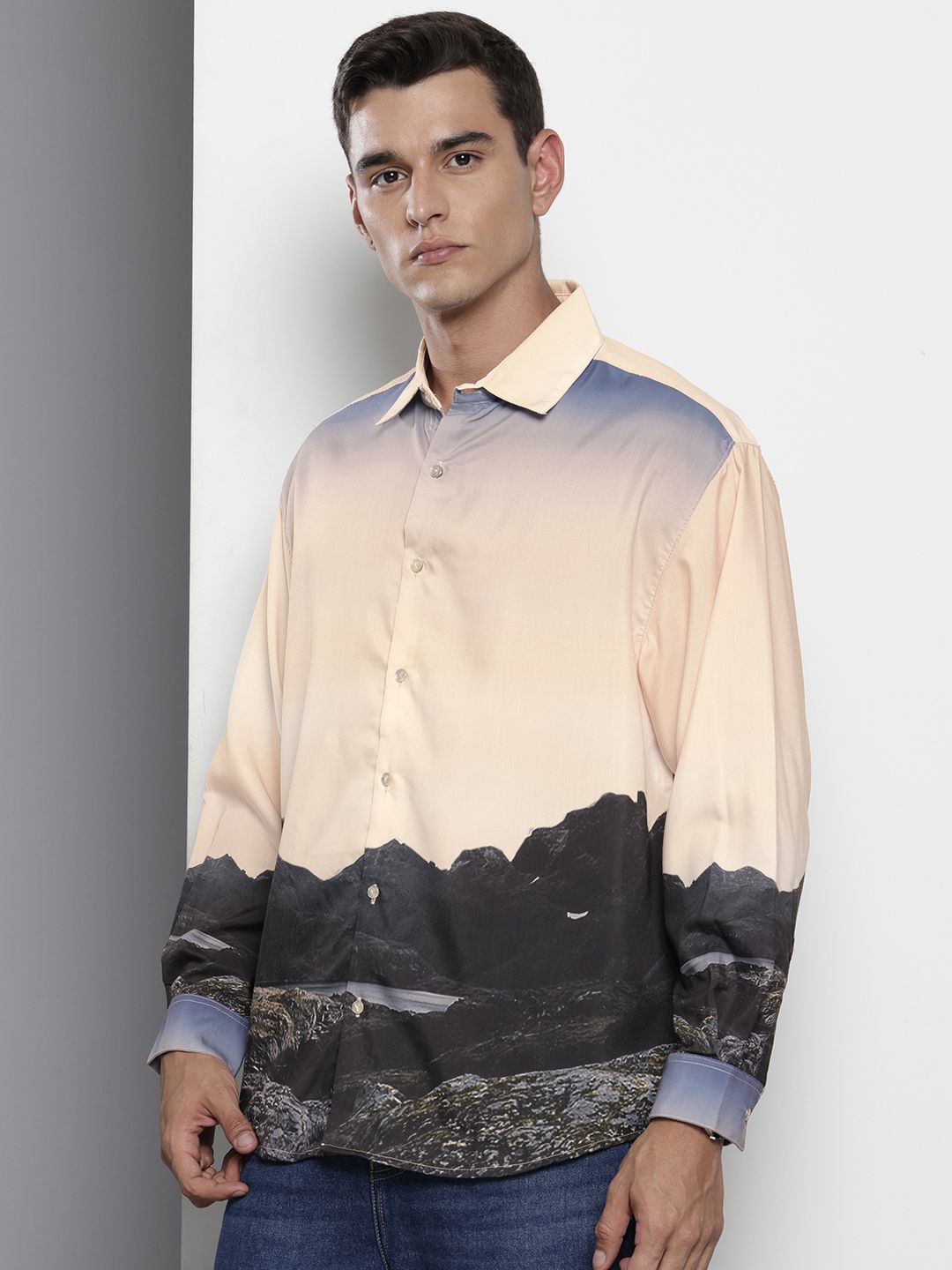 The Indian Garage Co Opaque Graphic Printed Oversized Casual Shirt