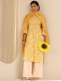 Libas Floral Printed Straight Sequinned Kurta with Palazzos & Dupatta
