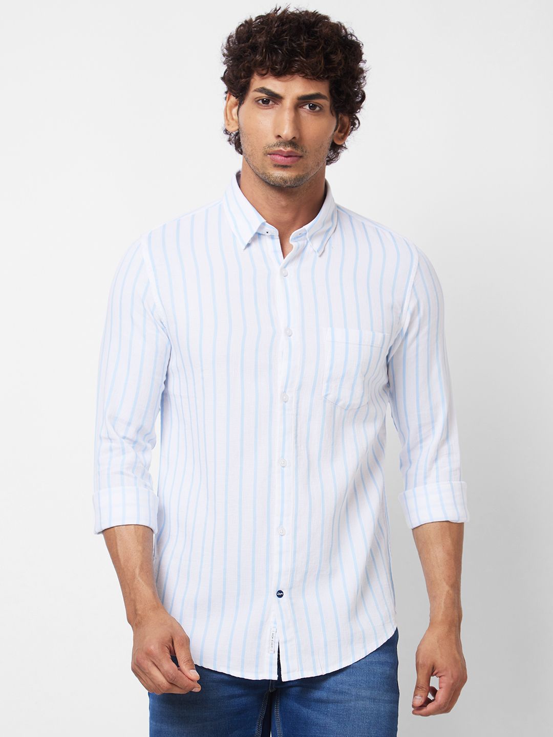 SPYKAR Striped Spread Collar Long Sleeves Cotton Casual Shirt