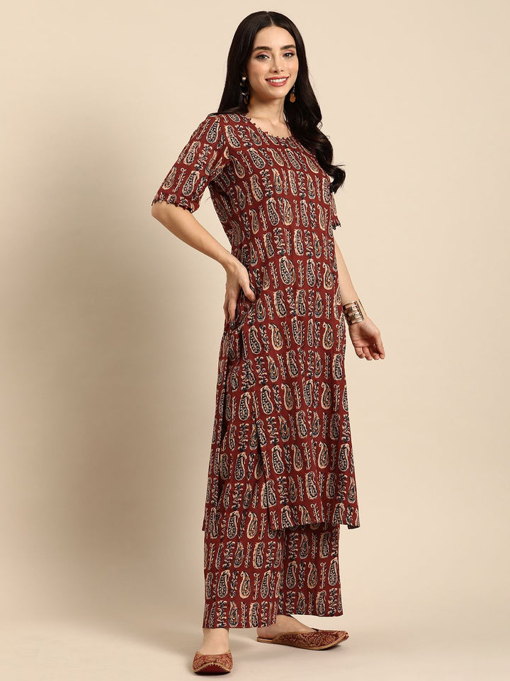 Anouk Women Ethnic Motifs Printed Pure Cotton Kurta with Palazzos