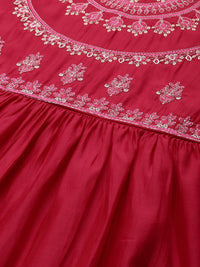 House of Pataudi Jashn Yoke Design Zari Work A-Line Kurta With Trousers & Dupatta