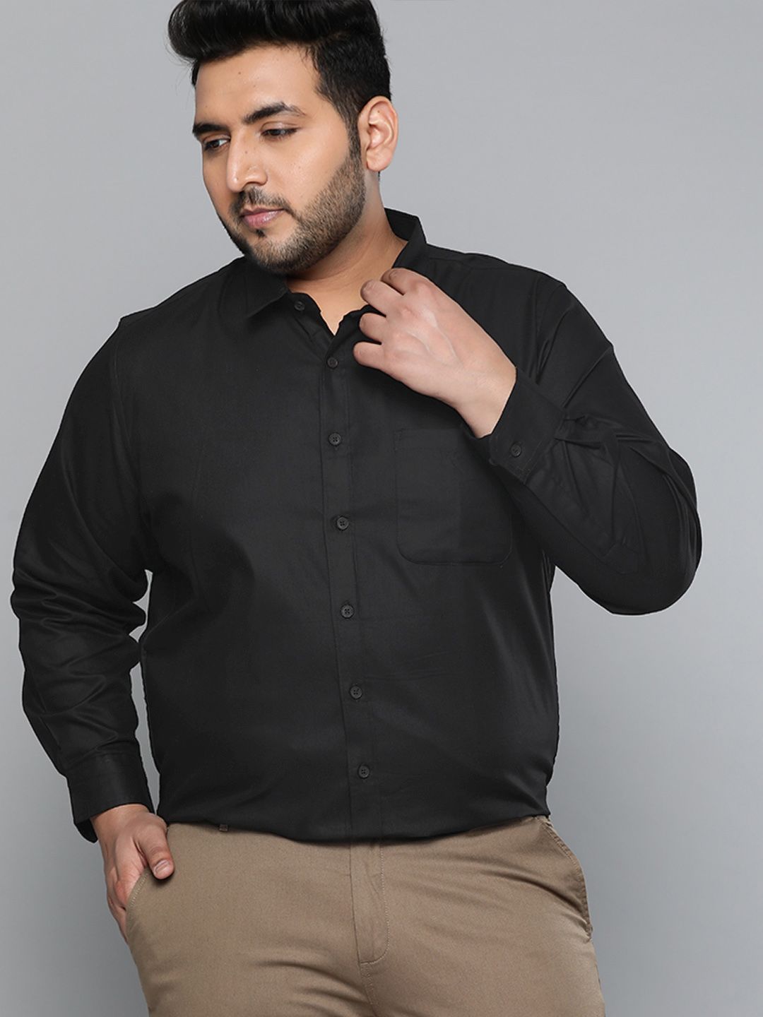 DENNISON Men Black Smart Slim Fit Pure Cotton Solid Formal Shirt
