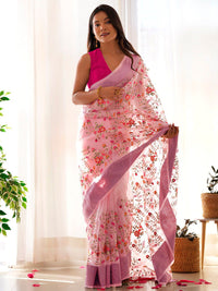 Saree mall Floral Embroidered Organza Saree