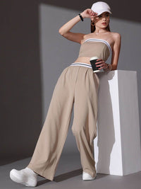 STREET 9 Solid Off Shoulder Top &Trousers Co-ord Set