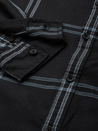 The Indian Garage Co Men Black & White Checked Pure Cotton Casual Shirt