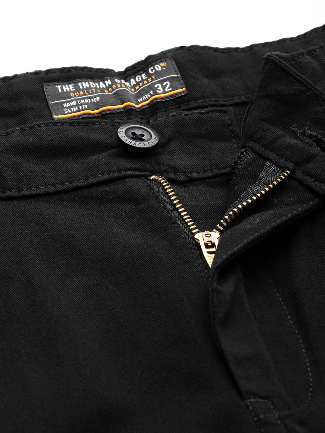The Indian Garage Co Men Black Slim Fit Chino Shorts