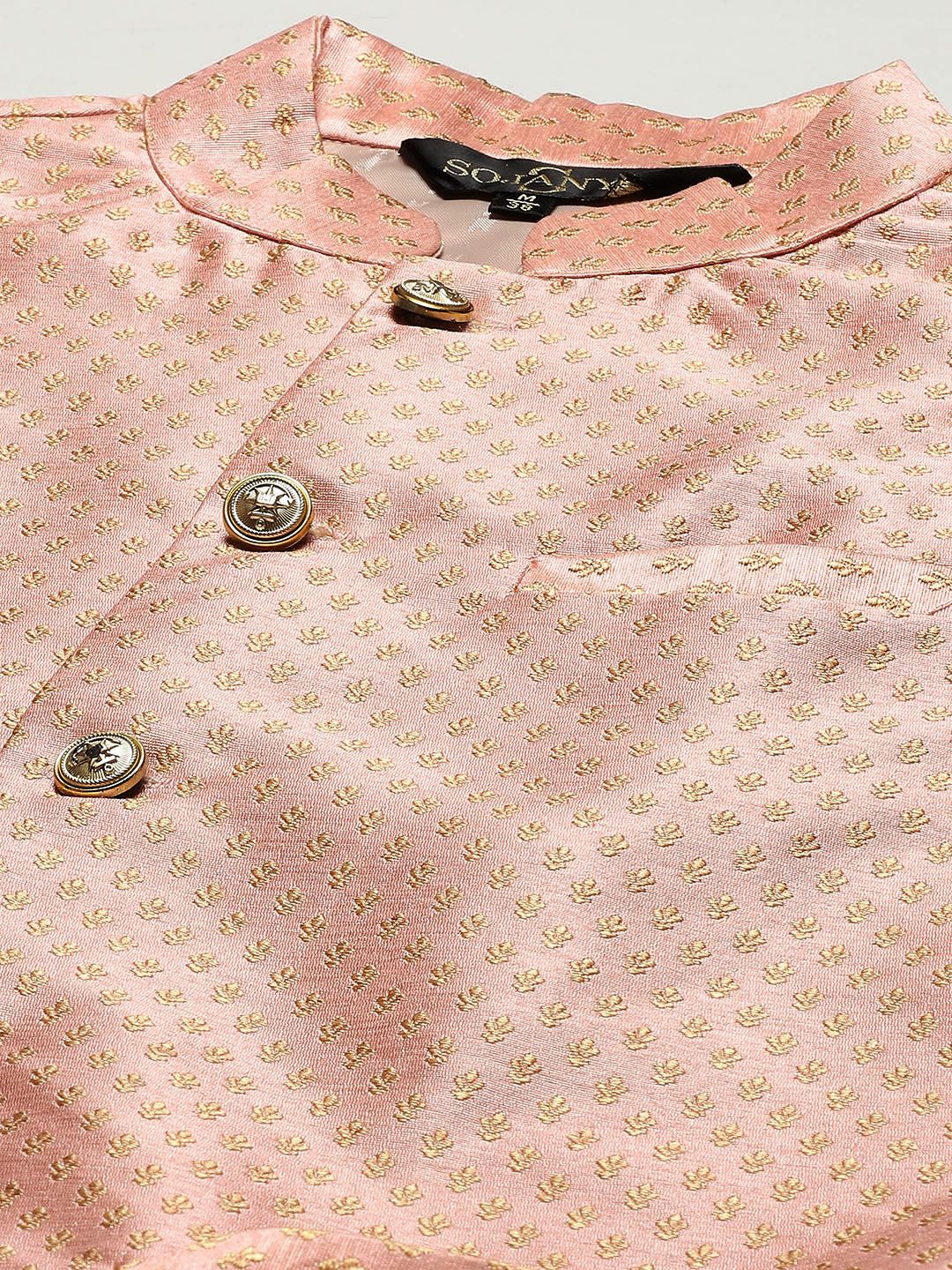 SOJANYA Lelaki Motif Etnik Putih Chikankari Kurta Kapas Tulen dengan Jaket Churidar & Nehru