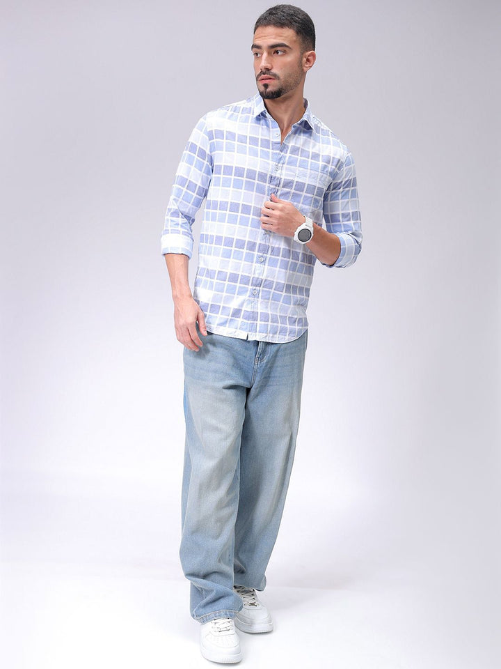 The Indian Garage Co Men Slim Fit Opaque Checked Casual Shirt