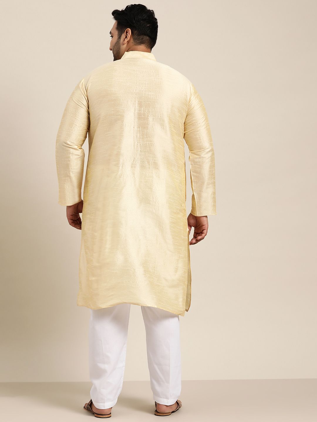 SOJANYA PLUS Size Lelaki Golden Solid Kurta