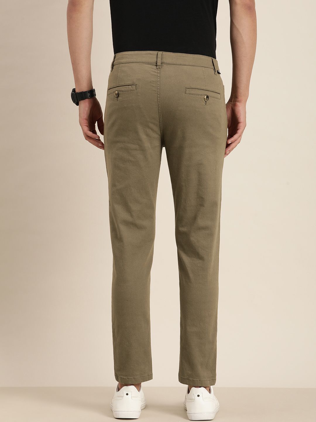 Difference of Opinion Men Solid Ankle-Length Chinos Trousers