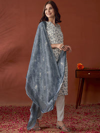 Anouk Floral Printed Regular Kurta with Trousers & Dupatta