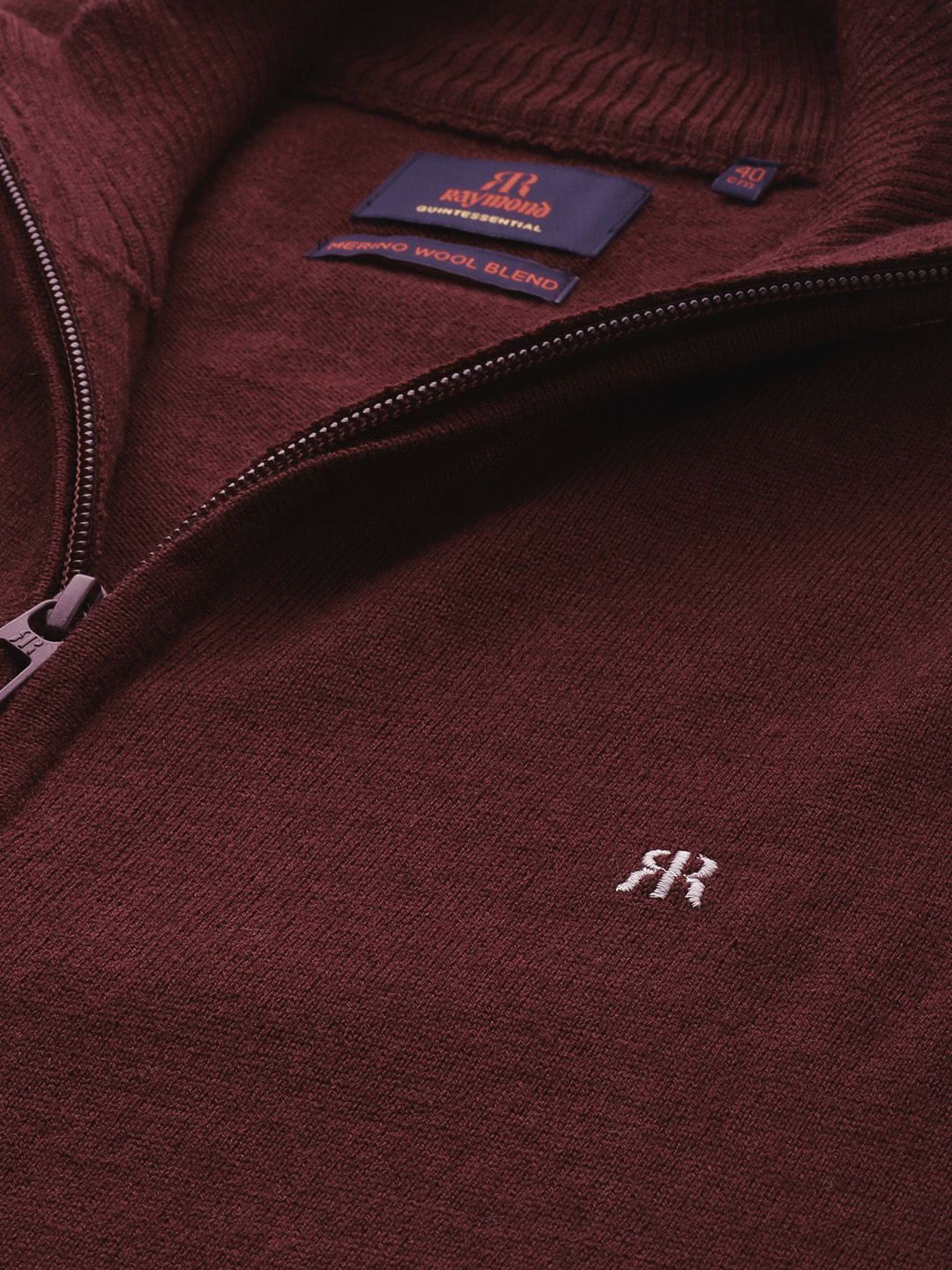 Raymond Men Maroon Solid Pullover Sweater